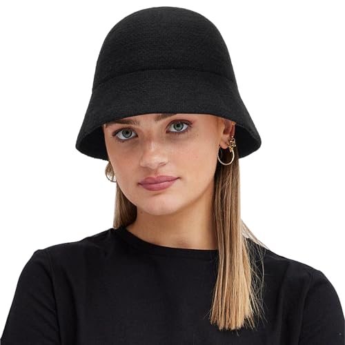 Sombrero de punto para mujer invierno negro miniatura 1