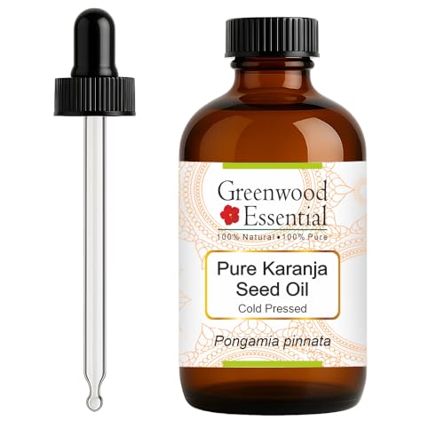 Greenwood Essential Pure Karanja Seed Oil (Pongamia pinnata) with Glass Dropper Cold Pressed 120ml (4 oz)