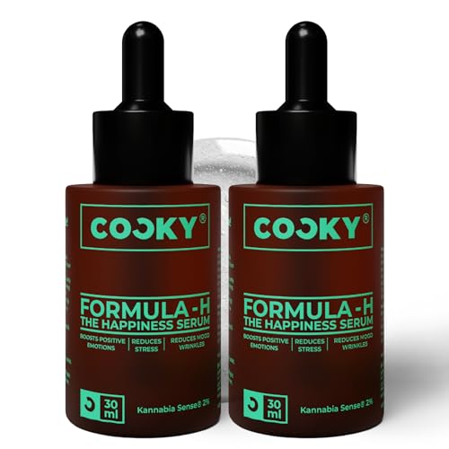 Image of Cocky - Formula H, The Happiness Serum | Mood Booster, Reduces Stress, Activates Brain's Pleasure Areas, Boosts Positive Emotions, Reduces Wrinkles & Helps in Anti-Aging | Powered by Kannabia Sense | Sulphate & Paraben Free | 30 ml (Pack of 2)