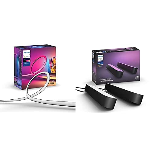Philips Hue 65" Music Gradient Bundle (65" TV Gradient Lightstrip, 2-Pack Hue Play Bars) Requires Hue Hub for Sync