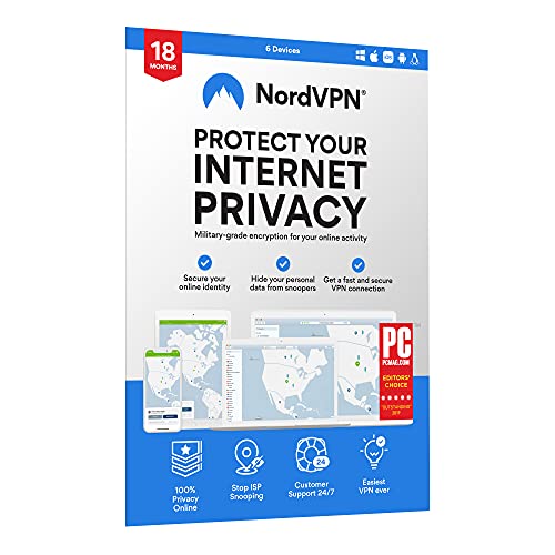 NordVPN 18-Month VPN Subscription - Internet Privacy & Security Software with Top-Grade Security Standards, Double Encryption, Secure Content Access [Key Card]