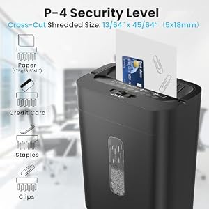 6-Sheet Shredder for Home Office, 3.43 Gallon Cross Cut Shredder, P-4 High Security Paper Shredders for Credit Card Staple Clip, Portable Handle Design — photo 3 of 6