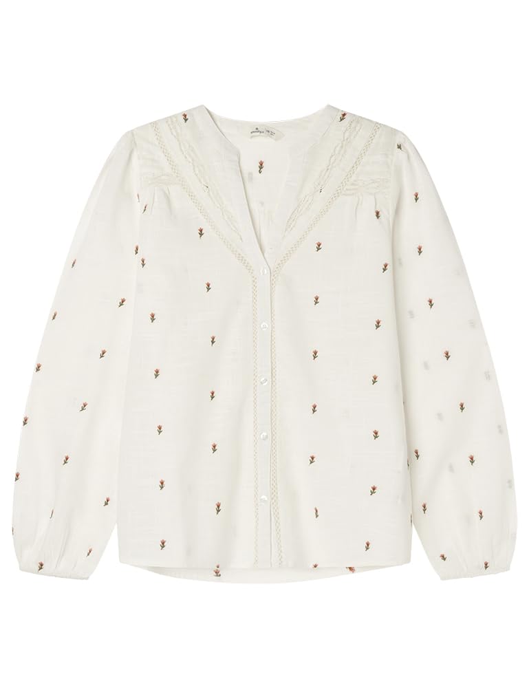 SPRINGFIELD Women's Embroidered Lace Up Blouse, Multicoloured, 10