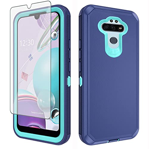 Phone Case for LG Aristo 5/K31/Fortune 3/Phoenix 5/K8x/Tribute Monarch/Risio 4 with Screen Protector Cell Cover Hybrid Shockproof Protective LGK31 Rebel K 31 31K Aristo5 Plus Astro 5+ Risio4 2020 Blue