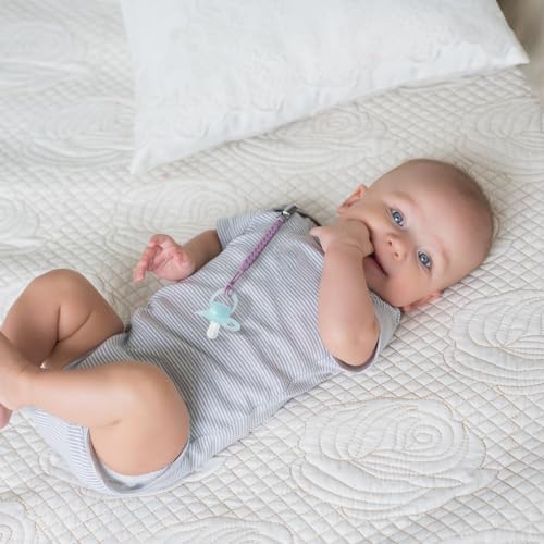 Image of TenderBabe Silicone Pacifier Clip for Baby Girls and Boys, Pack of 6 Soft Flexible Paci Binky Clips with One-Piece Braided-Style Design,BPA-Free Baby Essentials