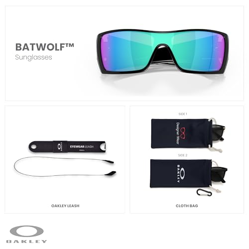 OAKLEY Batwolf OO9101 Rectangle Sunglasses for Men+ Bundle Accessory Leash Kit, Microfiber Pouch2