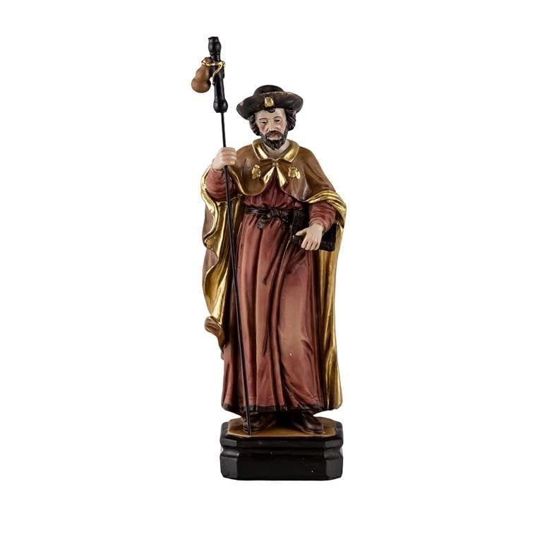 Statuette Saint-Jacques peinte à la main résine premium tons rouges 20cm