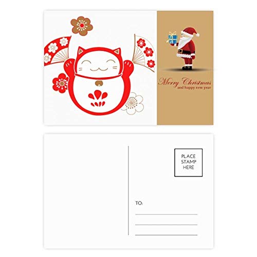 Cartes postales porte-bonheur chat et père Noël en lot de 20 pièces