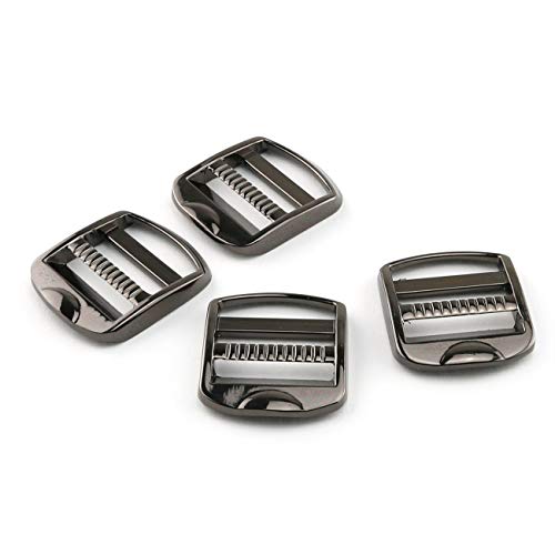 E-outstanding Tension Lock 4PCS 25mm/1Inch Black Adjustable Zinc Alloy Buckles Ladder Lock Slider for Backpack Strap Accessories