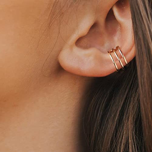 Vacrona Gold Ear Cuff 14K Gold Plated Earrings Round Cuff Sparkling Non-Pierced Earrings Helix Ear Cuff Hypoallergenic Earrings For Jewelry Gifts #TOP1