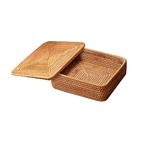 Rattan Woven Storage Fruit Basket Wicker Baskets Serving Decorative Bread Fruit Food Display Box Home Decoration Crafts (A)