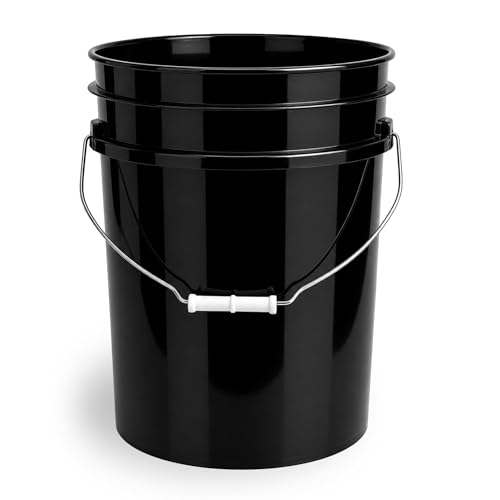 ePackageSupply 5 Gallon Bucket - Food Grade Bucket, Metal Handle Grip, BPA-Free, Heavy-Duty 90 Mil HDPE Plastic Pail, Stackable Utility Container, Made in USA, Lid Not Included, Black, 1 Pack