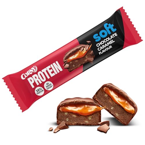 Protein Riegel Corny | Soft Chocolate-Caramel Flavor | 30% Protein | Eiweißriegel ohne Zuckerzusatz | Einzelriegel 45g