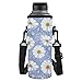 NETILGEN Niedliche Gänseblümchen-Abdeckung mit verstellbarem Schultergurt, Flaschenhalter, Neopren, Thermoflaschen-Tragetaschen für Edelstahl, Glas, Kunststoff, 750 ml