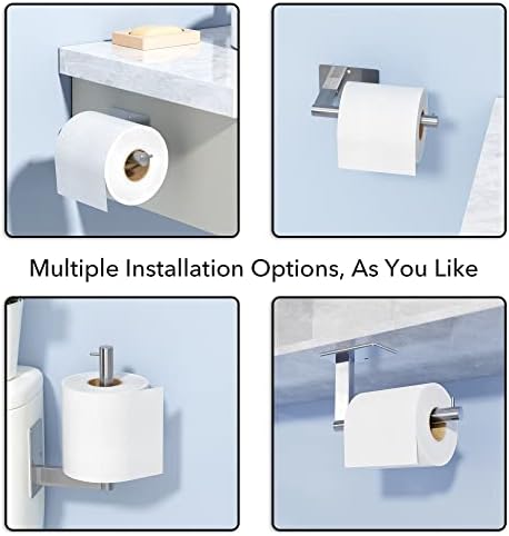 Susswiff Self-Adhesive Toilet Roll Holder Wall-Mounted, Modern Design Brushed Nickel Toilet Paper Holder No Drilling, Toilet Paper Roll Holder Stainless Steel Toilet Tissues Holder