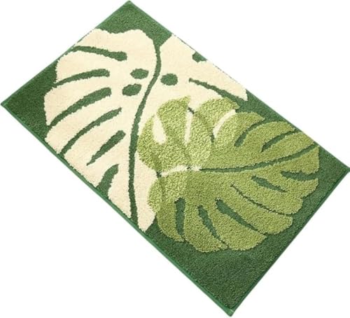 KOKUMON 玄関マット 室内 ラグ ラグマット モンステラマット お風呂マット 室内 屋外 滑り止め 北欧 吸水 速乾 滑り止め付き 洗える 玄関 キッチン バスルーム マイクロファイバー リーフ柄 北欧 オシャレインテリア おしゃれ