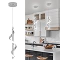 CANEOE Modern Led Pendant Light Fixture, 5500K Cool White Spiral Integrated LED Hanging Lamp, Adjustable Height Island Light Fixture for Kitchen Sink Living Room Dining Room Bedroom,1 Pack