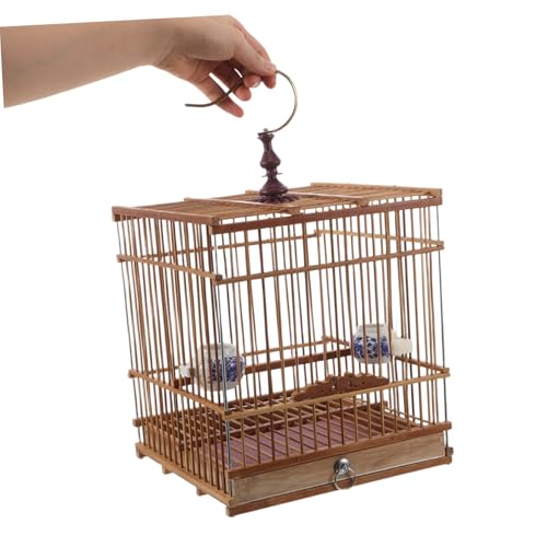 Cage à oiseaux en bambou pour chardonnerets et inséparables