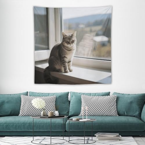 Tapisserie murale bohème chat pour créer un coin lecture cocooning et vintage dans votre salon