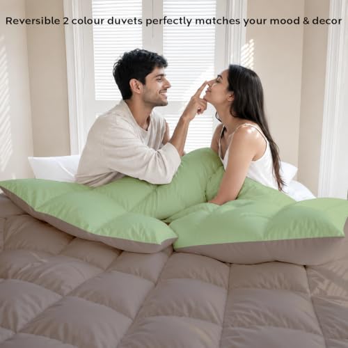 Image of AYKA Reversible Comforter 220 GSM Microfiber Reversible AC Comforter /Blanket for Winter /Quilt /Dohar /Duvets for King Size Blanket /Comforter Double Bed (Mocha & Moss, 60 * 90 inch)