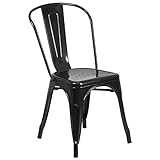 Flash Furniture Black Metal Indoor-Outdoor Stackable Chair