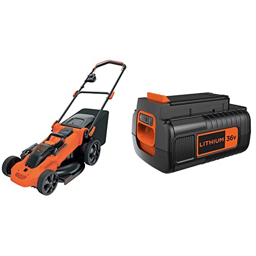 BLACK+DECKER Tondeuse 48 cm sans Fil, Tondeuse à Gazon Electrique 36V avec 2 Batterie 36V 2 Ah, 7 hauteurs réglables & Batterie 36 V Li-ION 2,0 Ah pour Les...