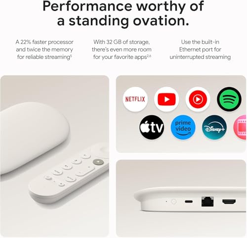 Google TV Streamer 4K – ontspannen entertainment door snelle streaming en afstandsbediening met spraakzoeken – films, series, live-uitzendingen en Netflix in 4K HDR – 32 GB opslagruimte – Porselein - Afbeelding 6