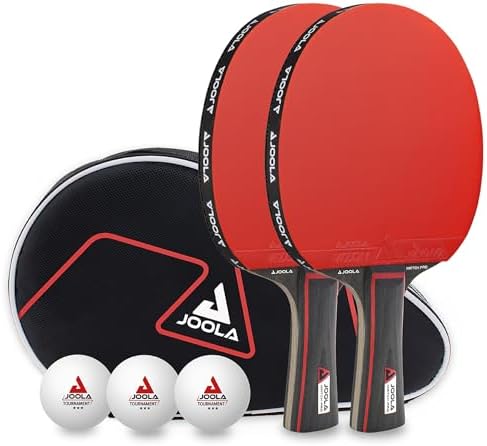 Bild von JOOLA Tischtennis Set Duo PRO 2 Tischtennisschläger + 3 Tischtennisbälle + Tischtennishülle, rot/schwarz, 6-teilig