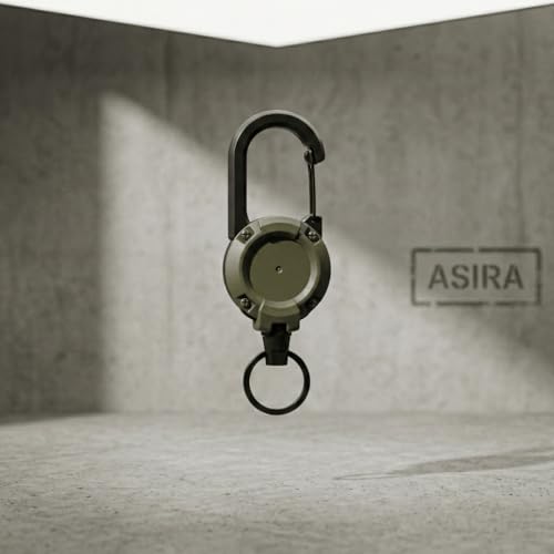Image of ASIRA Retractable ID Card Holder with Carabiner Hook | U-Shaped Keychain & Badge Reel with Quick Release Ring | Durable Lanyard for Office, School & Outdoor Use | ABS + Steel (Multicolor)