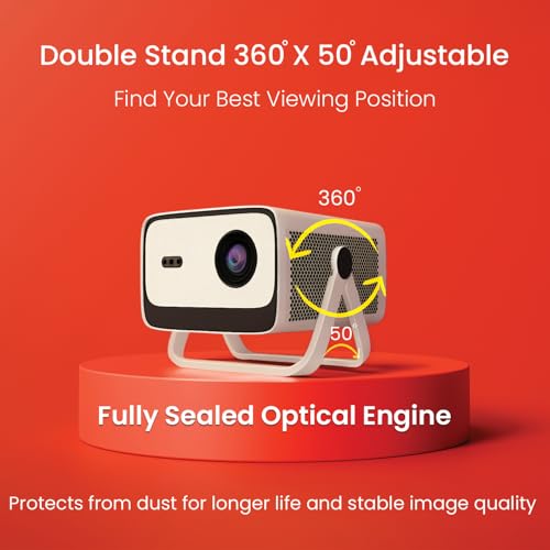 Image of HINISO Mini Projector for Home, Native 1080p Full HD with 4K Support, 11000 Lumens Portable Projector with Auto Focus and Adjustable Stand, WiFi 6, Bluetooth, Android 13