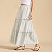 JOAU Women Summer Casual Pleated Maxi Skirt Fashion Elastic Drawstring High Waist Tiered Ruffle A-Line Swing Beach Skirts White
