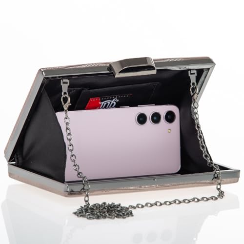 Image of JNB Women's Metallic Material Hard Case Evening Party Clutch