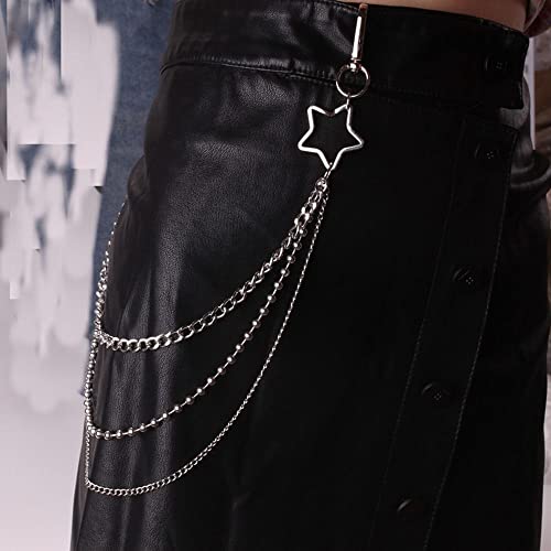 Female Belt Chain Retro Men Hollow Cross Heart Harajuku Style Alloy Multi-layer Double Layer Jewelry Gift Punk(C)3