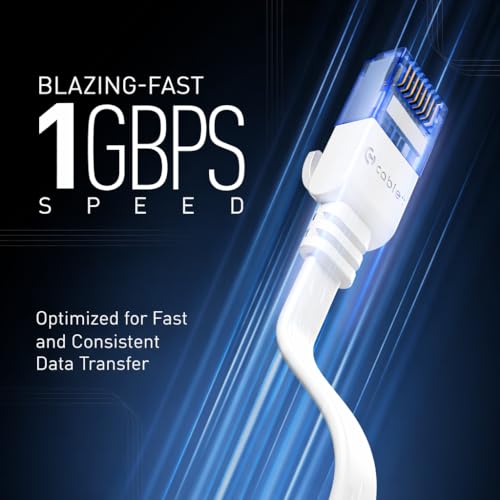 Image of CABLET Cat 6 Ethernet Cable 20 Meter | 100% Pure Copper Flat RJ45 LAN Cable | 1Gbps 250MHz High Speed Internet Cable | UTP Network Patch Cord for Router, Modem & PC | White (20 Meter)