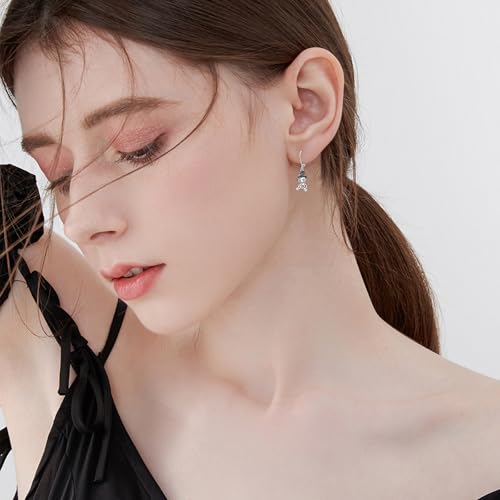 Voodoo Doll Earrings 925 Sterling Silver Gothic Dangle Earrings Ghost Doll Earrings Witch Voodoo Leverback Earrings Voodoo Doll Jewelry for Women Halloween Christmas4