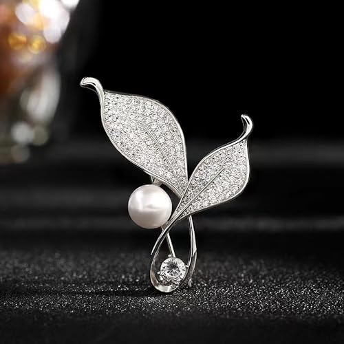 Image of Dainty Gold Crystal Flower Brooch Pin Shiny Zircon Pearls Floral Femininity Brooch Trendy Prom Costume Jewelry Accessories Gift for Women