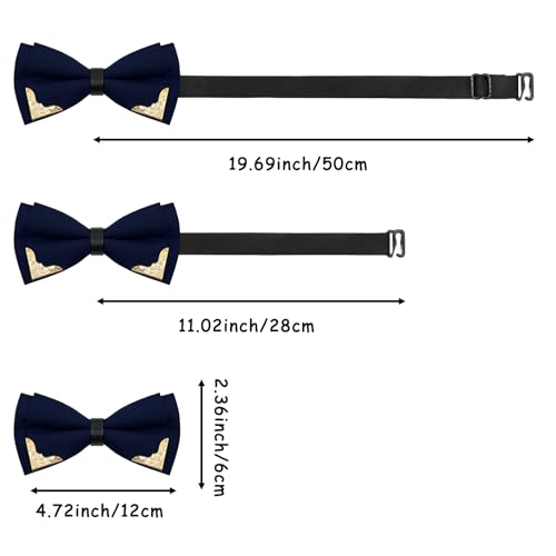 Image of Bow Ties for Men Women Metal Gold Bowtie, Pre Tied Mens Bow Tie Tuxedo Bowties Men for Prom Wedding Party
