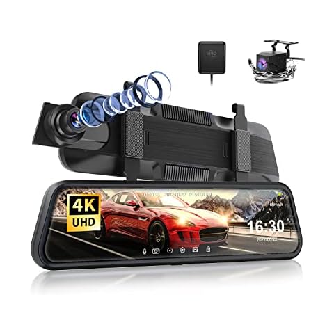4K Mirror Dash Cam, ThiEYE 10" Full Touch Screen Front and Rear Dash Camera for Cars, Dual Lens Rear View Mirror Camera with Night Vision, 170° Angle, G-Sensor, Voice Control, Parking Monitoring & GPS Cover