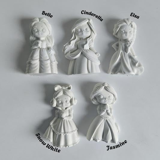 Image of EXPESIA DIY Paint Your Own Princess Figurines Kit, Belle, Cinderella, Elsa, Snow White, Jasmine, Creative Craft Activity Set for Girls