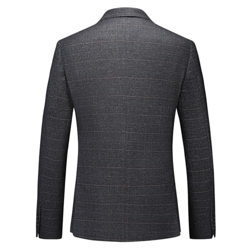 Mens Plaid Suit Tweed Slim Fit 2 Piece Casual Suits for Men One Button Tuxedo Suits Set (Blazer Jacket & Pants Set)3