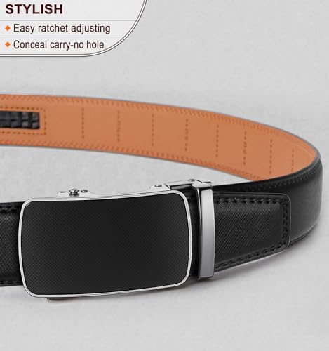 Image of Men's Belt,Bulliant Leather Adjustable Belt for Men Dress Casual 1 3 /8,Trim to Fit