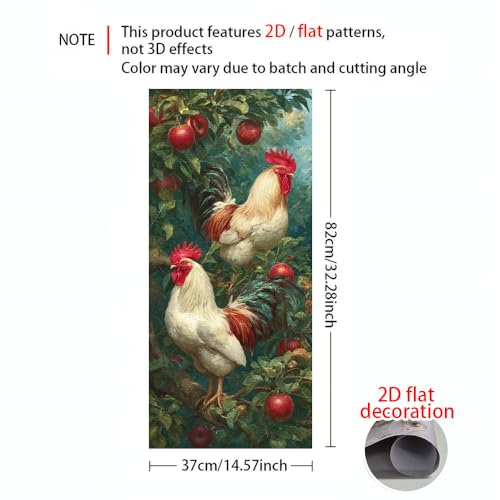 Image of 14.6x32.3 Inch Trash Can Cover Trash Can Stickers Garbage Can Decoration - Roosters on Apple Tree Design for Outdoor Trash bin Decor