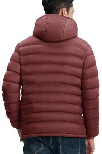 Image of Gopune Men's Lightweight Puffer Jacket Detachable Hooded Water Resistant Puffy Winter Down Jackets for Snow Ski Travel