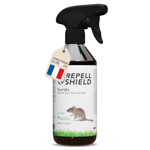 RepellShield® Répulsif Anti Souris & Anti Rat -500ml- Non Tachant, Usage Intérieur & Extérieur, Huile Essentielle Menthe Poivrée, Résultats en 7-10 Jours - Anti...