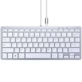 MCSaite - Mini tastiera cablata, USB-C, QWERTY con tastierino numerico, compatibile con Android/iOS/Windows 11/10/8, colore: Argento