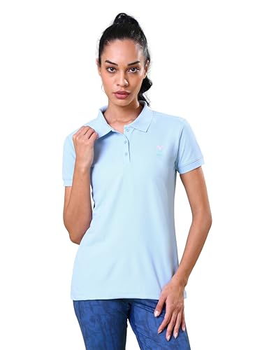 Image of TECHNOSPORT Womens Polyester Slim Fit Solid Half Sleeve Polo Matpiq T-Shirt with Techno Dry, Anti Static for Regular Use
