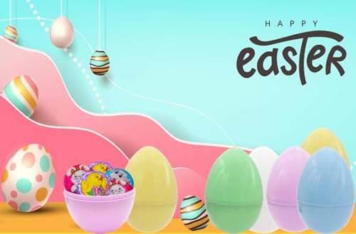 Image of The Dreidel Company Massive Pastel Fillable Easter Eggs Colorful Bright Plastic Easter Eggs, Perfect For Easter Egg Hunt, Surprise Egg, Easter Hunt, 8 inch Giant Fillable Eggs (48-Pack)