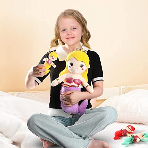 4Pcs 16'' Mermaid Stuffed Animal 3 Little Babies Mermaid Plush Toys, Mermaid Princess Dolls Mermaid Plush Dolls For Girls Birthday Party Gift #TOP5