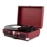 Victrola Journey II (2025 Model) – Bluetooth Suitcase Record Player – Built-in Stereo Speakers with Enhanced Bass, 3-Speed Turntable, Bluetooth Input and Output, RCA & Headphone Outputs (Maroon)