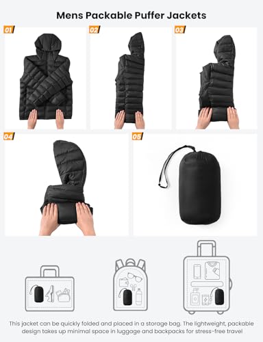 TBMPOY Men's Lightweight Packable Puffer Jackets Hooded Winter Coat Warm Water-Resistant for Travel Casual Hiking Ski4